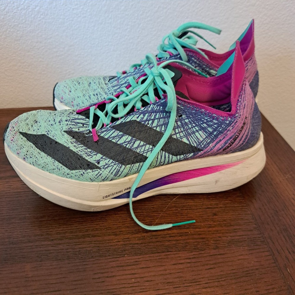 Adidas Adizero Prime X Strung Running Shoes Mint Fuchsia HQ3781 Womens 6.5
